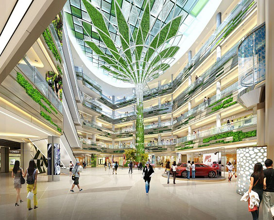 吉宝季景新城项目中庭钢结构景观树施工工程